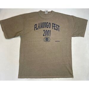 VINTAGE Hialeah Flamingo Festival Kiwanis Club 2001 Graphic T-shirt Men XL Brown